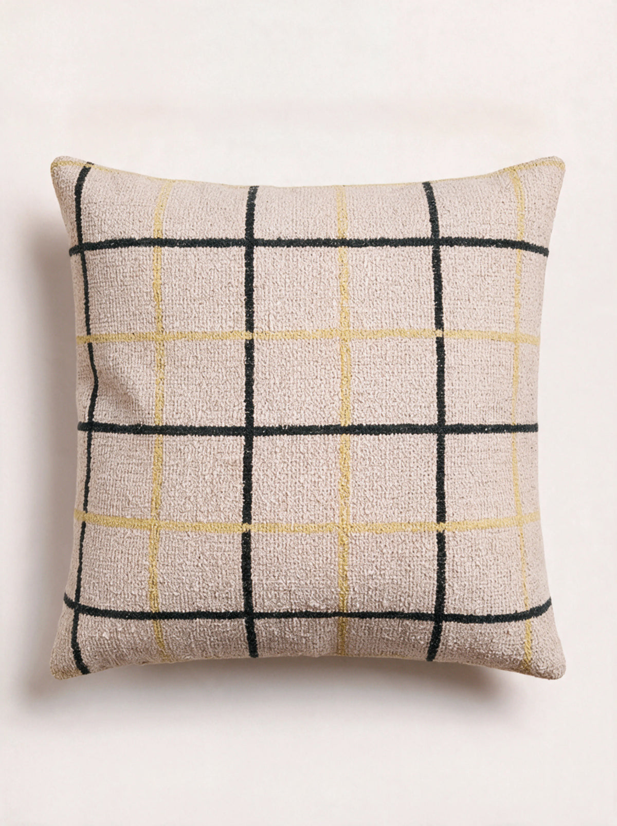 Kırdar Izgara Desenli Dokuma Kırlent Kılıfı Krem 45x45